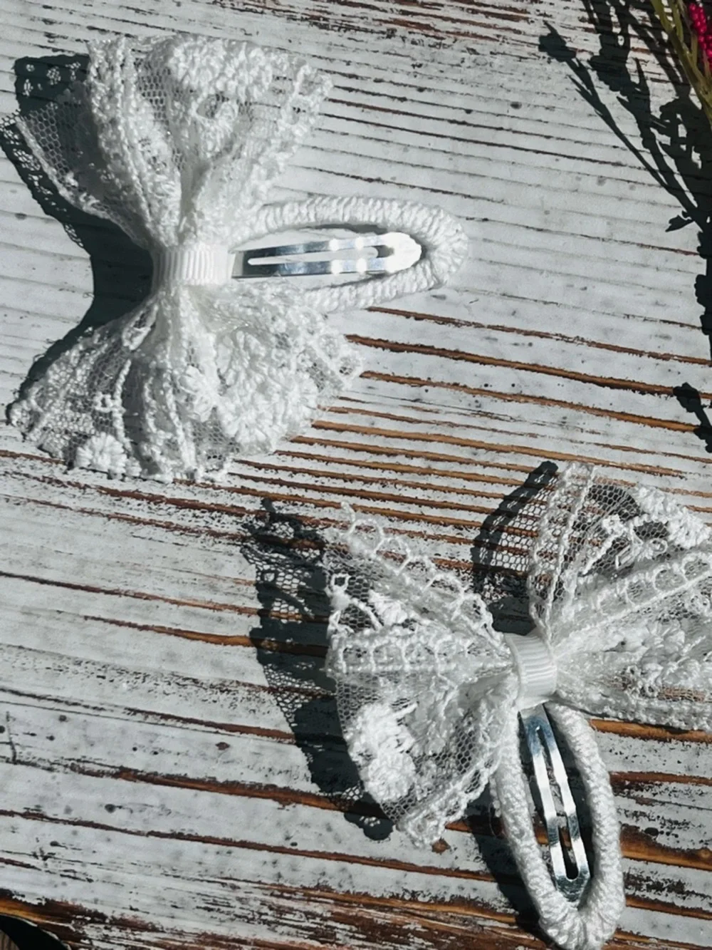 White Lace Bow Hair Clips for Kids - Charming Accessory